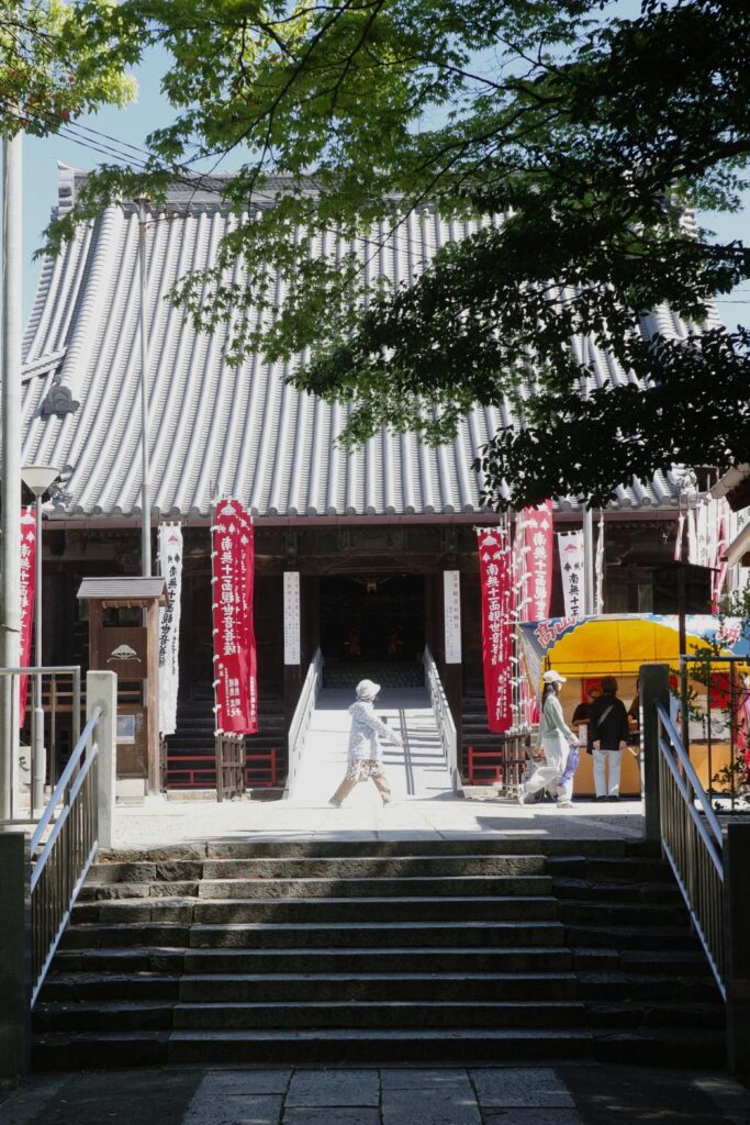 笠寺観音 六の市 本堂と参道を行き交う人々